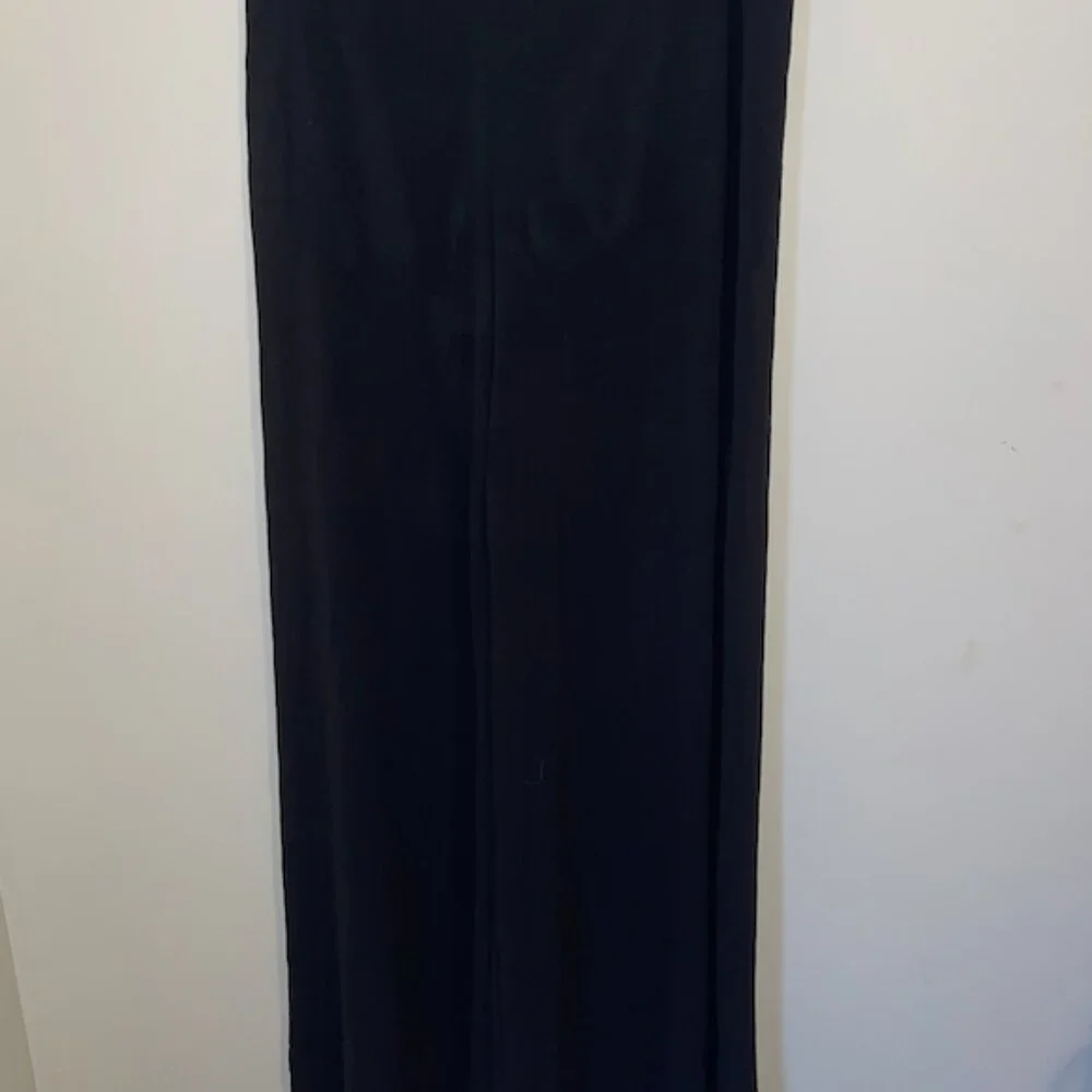 Black Sheer Wide Leg Palazzo Pants – High Waist Zip Back – Size L - Picture 7 of 9